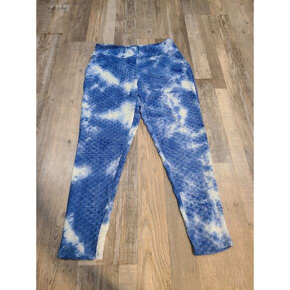 Jolie and joy by fct 2x womens blue and white scrunched leggings new with tags - Picture 1 of 9
